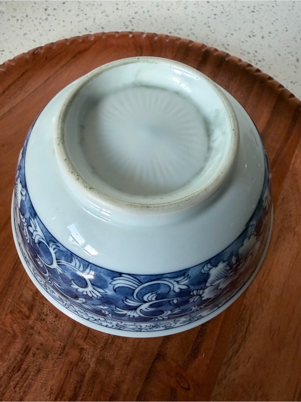 Blue and White vintage Chinoiserie Hollywood Regency Bowl - Picture 3 of 4